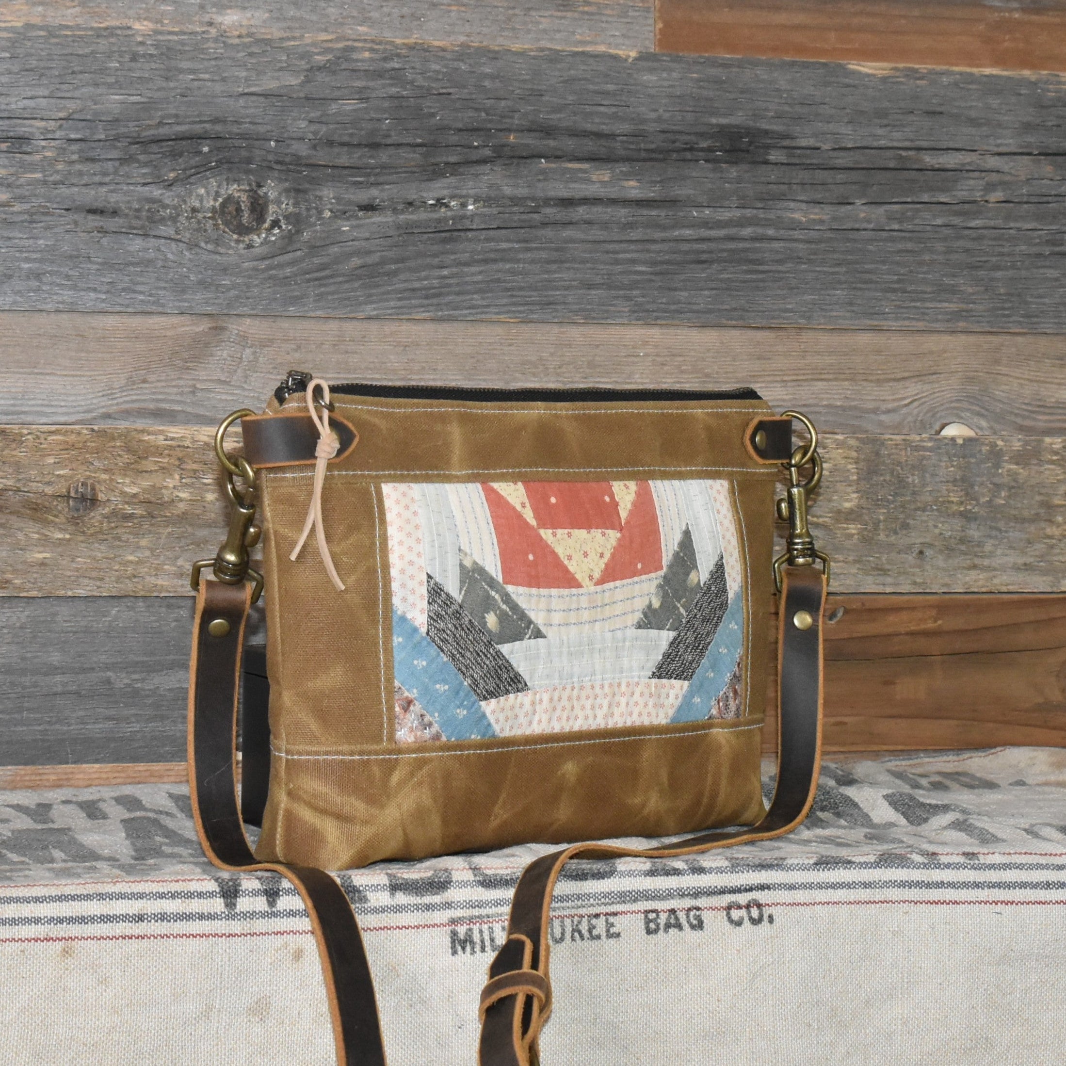 Antique Civil War Era Quilt + Waxed Canvas Purse