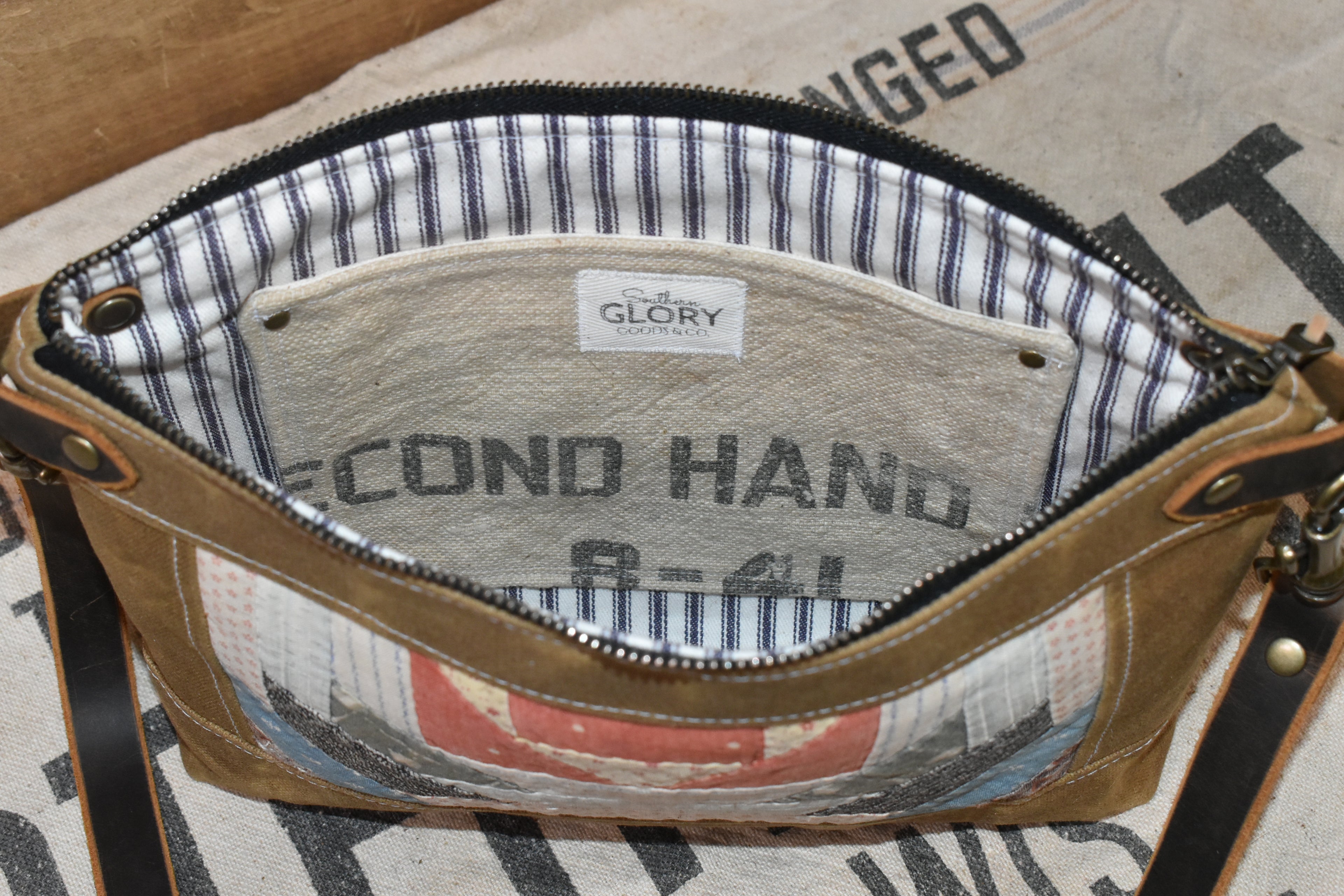 Antique Civil War Era Quilt + Waxed Canvas Purse