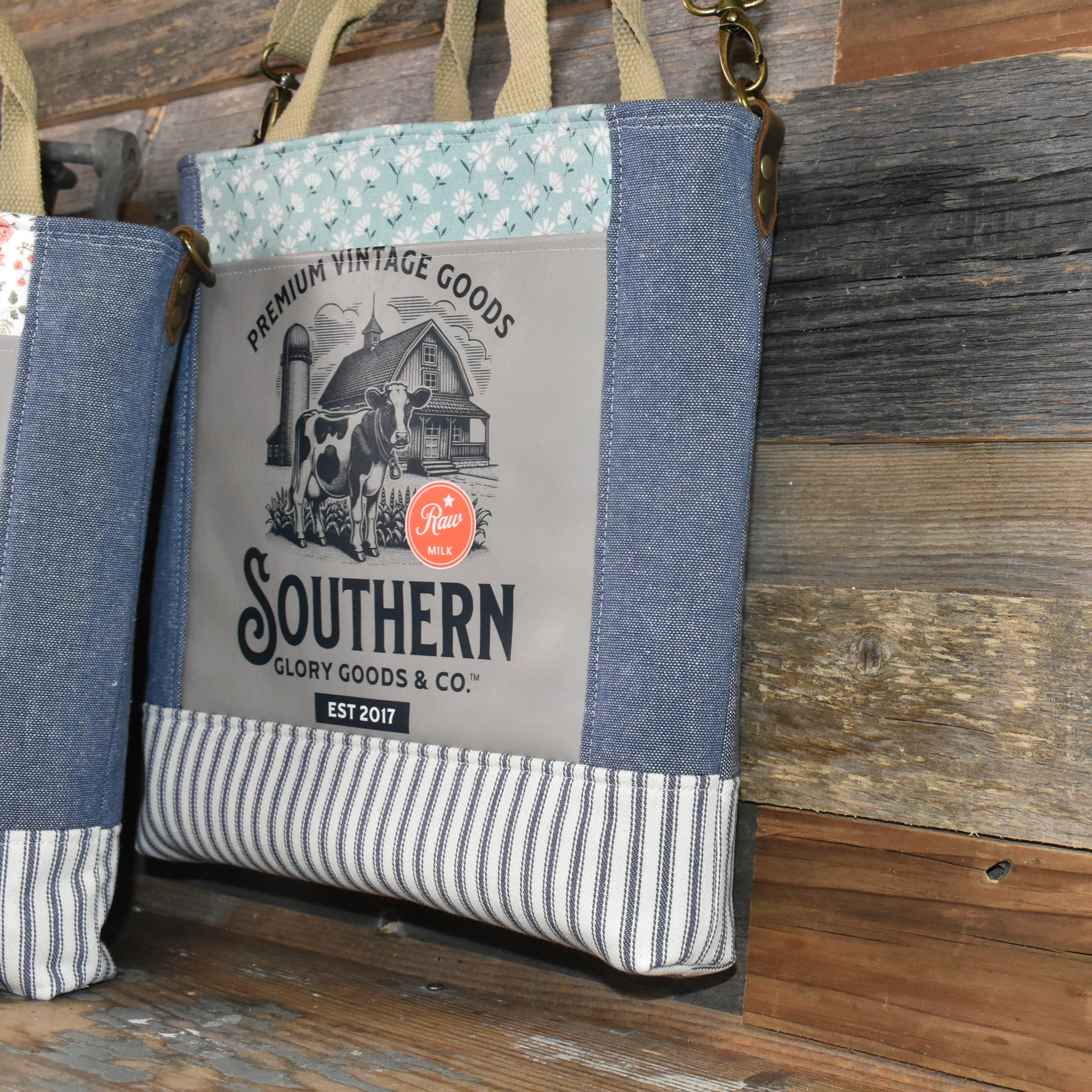Handmade Vintage Style Dairy Tote