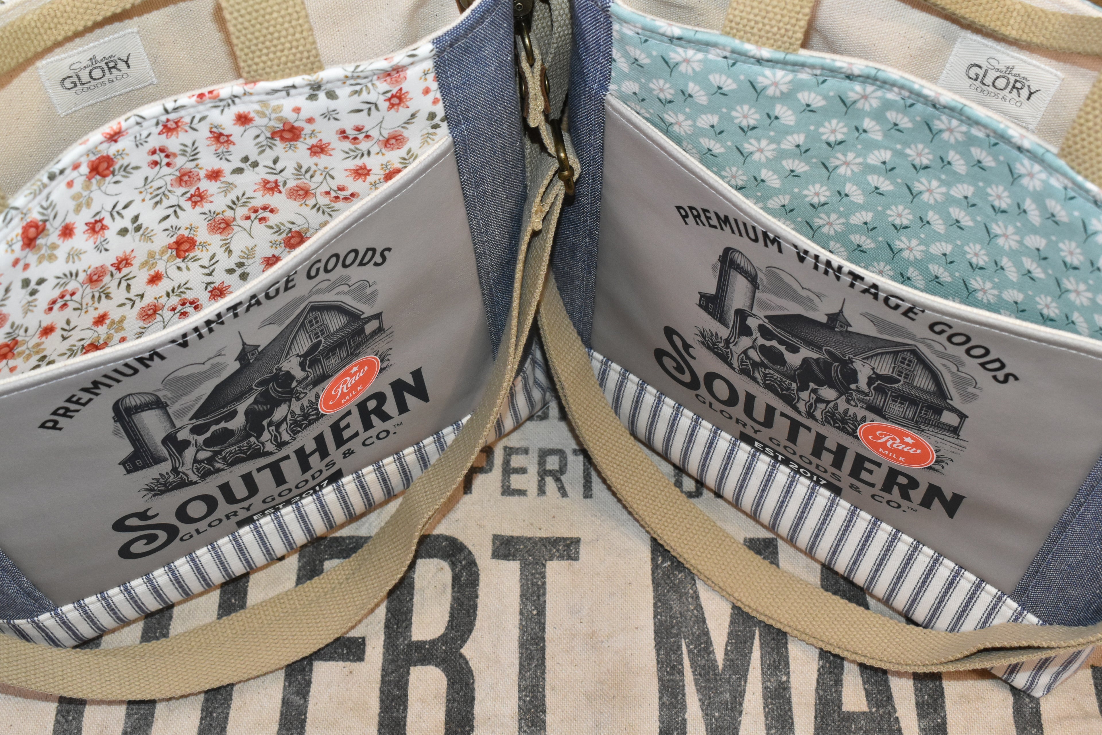 Handmade Vintage Style Dairy Tote