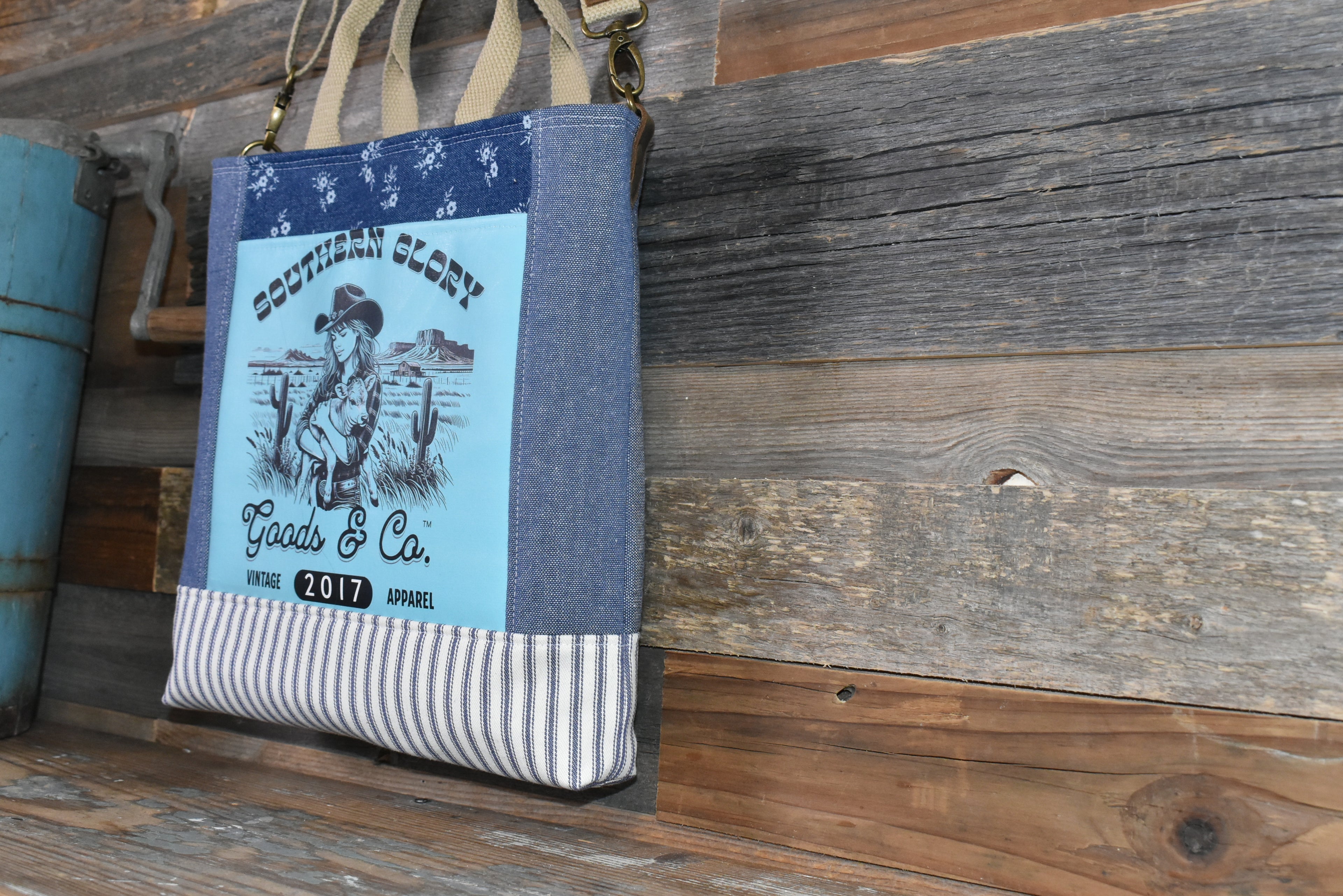 Handmade Vintage Style Cowgirl + Calf Tote