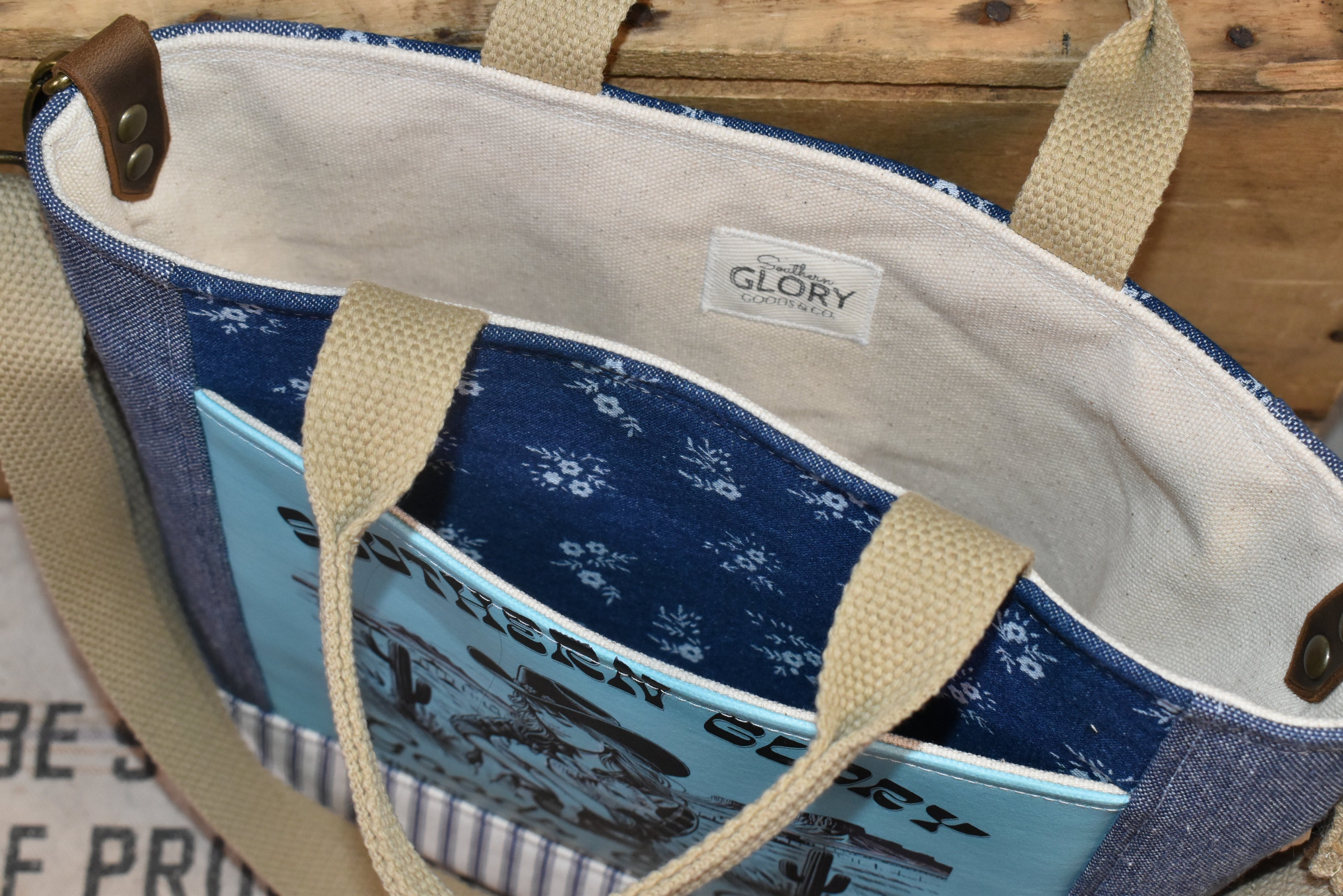 Handmade Vintage Style Cowgirl + Calf Tote