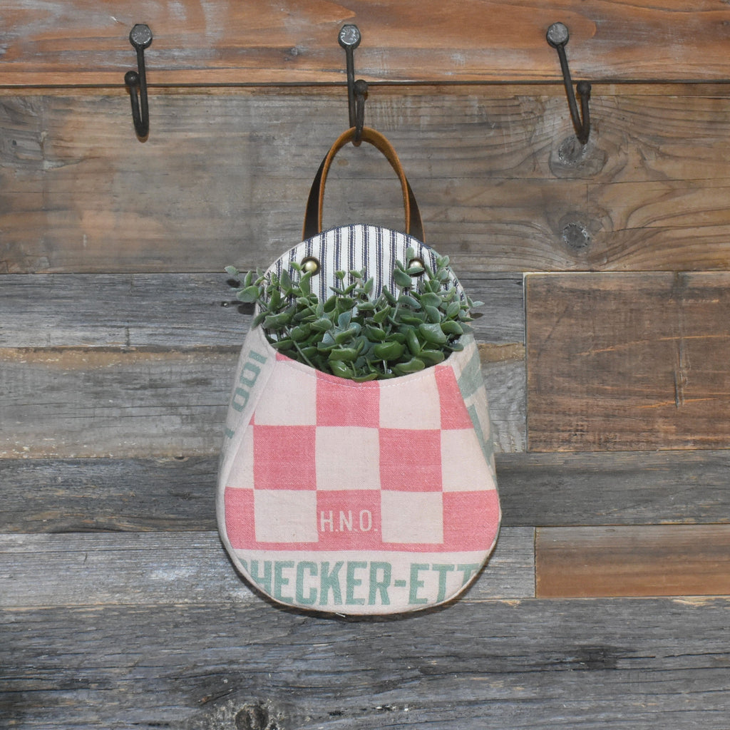Vintage Purina Feed Sack Peg Basket