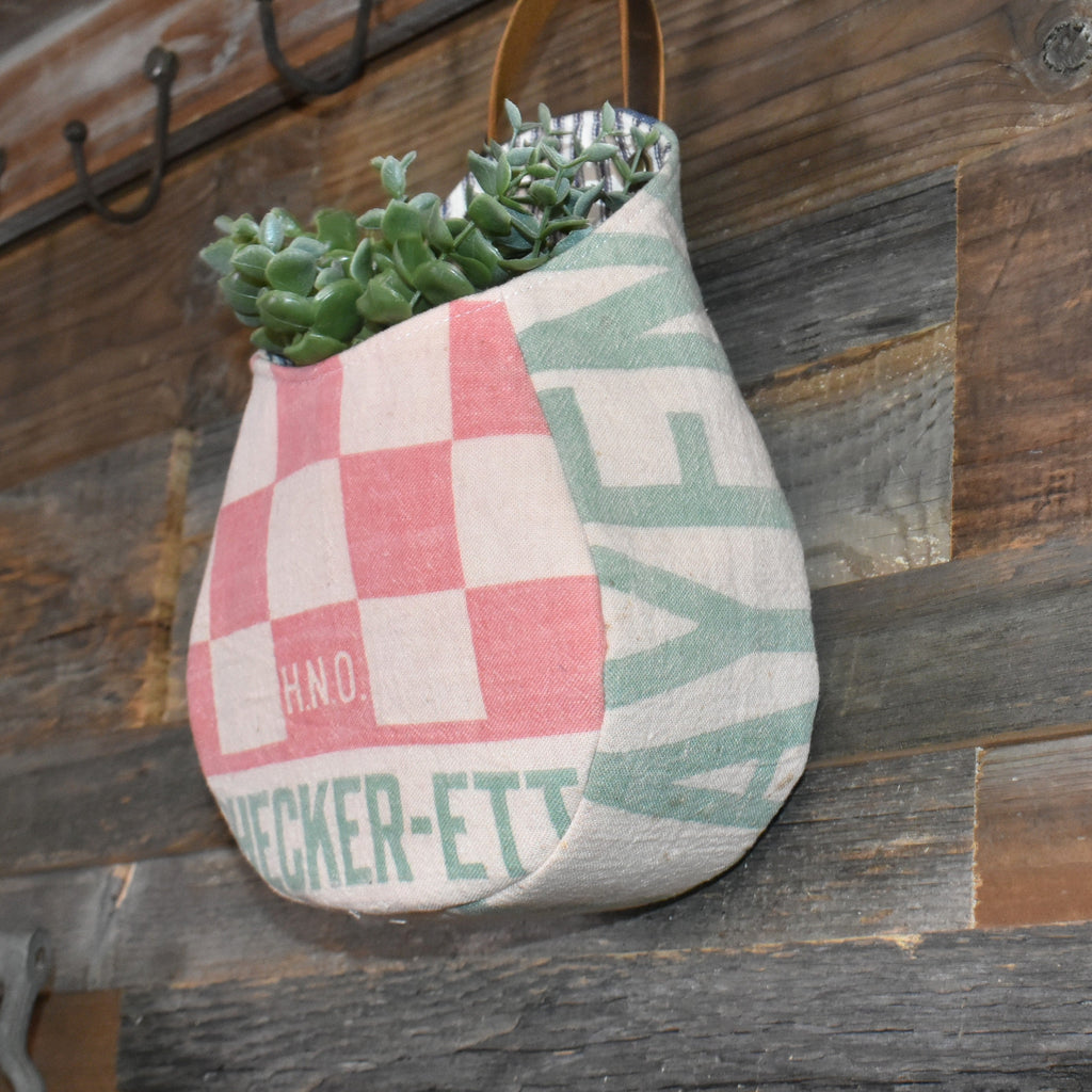 Vintage Purina Feed Sack Peg Basket
