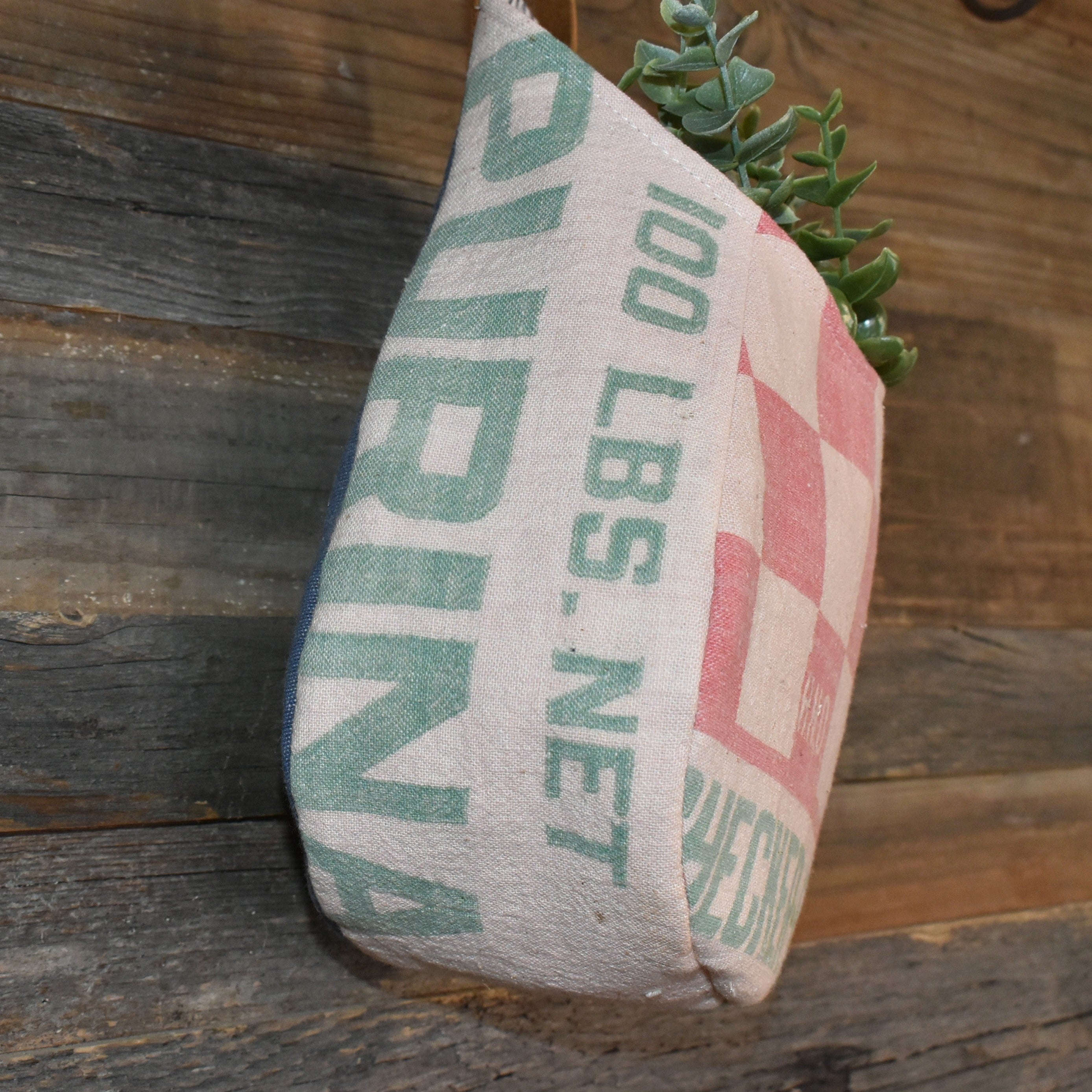 Vintage Purina Feed Sack Peg Basket