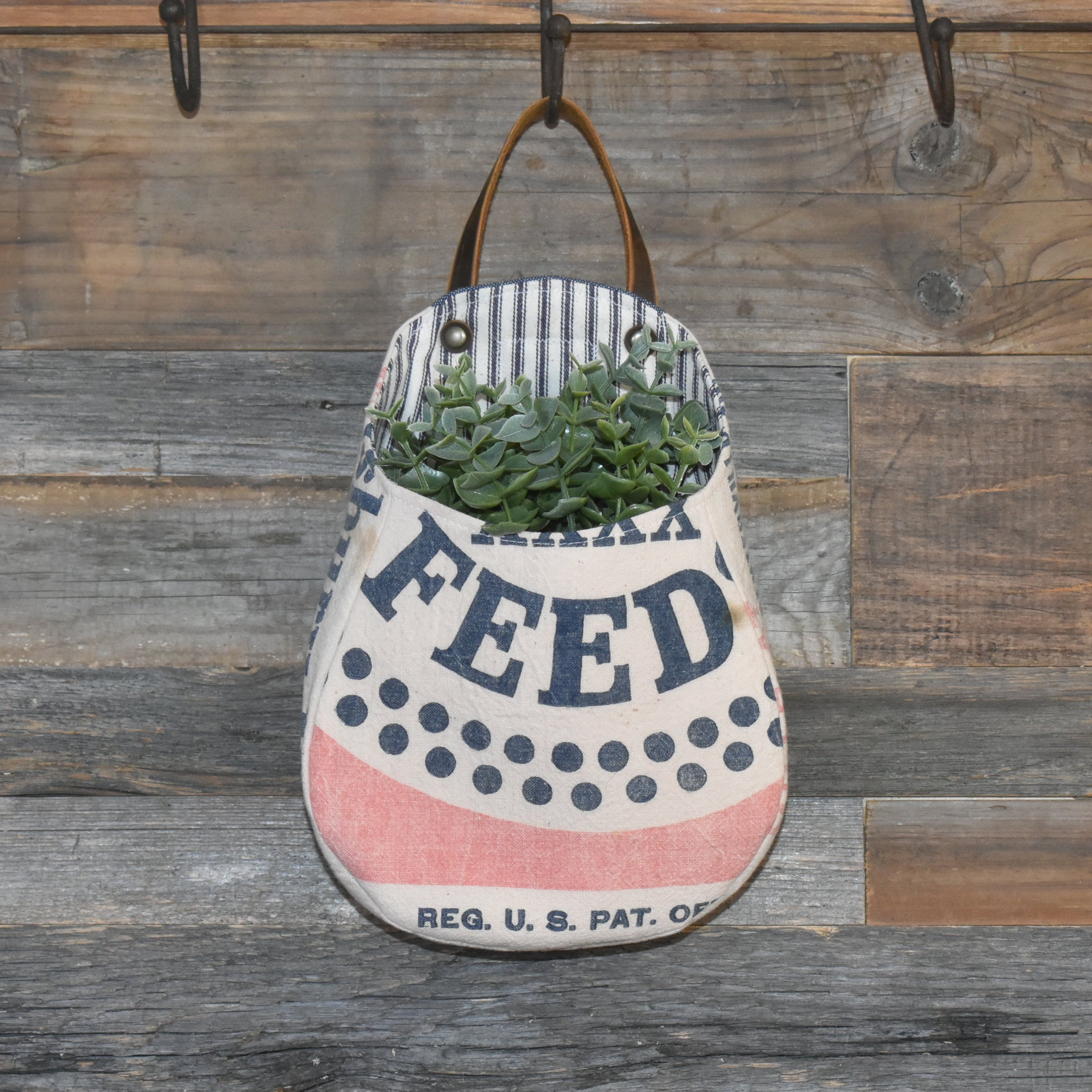 Vintage Pillsbury Feed Sack Peg Basket