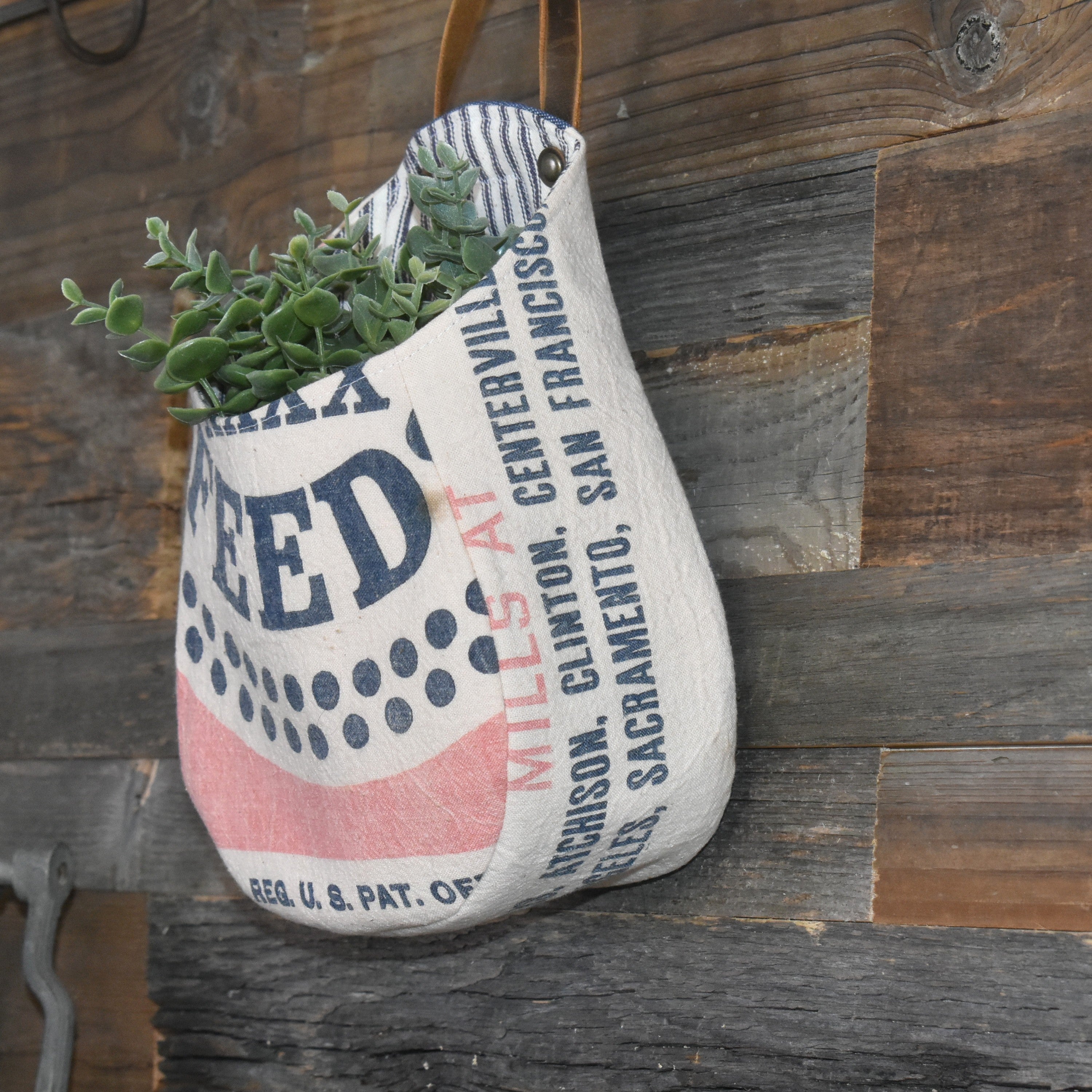 Vintage Pillsbury Feed Sack Peg Basket