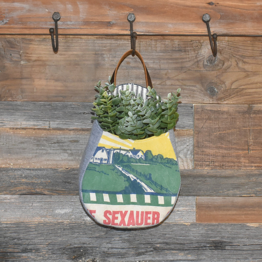 Vintage Sexauer Seed Sack Peg Basket