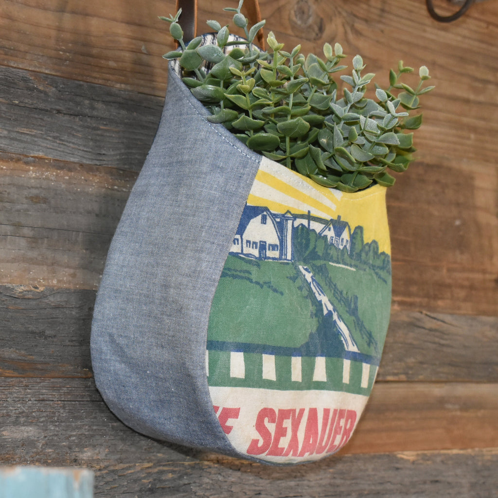 Vintage Sexauer Seed Sack Peg Basket