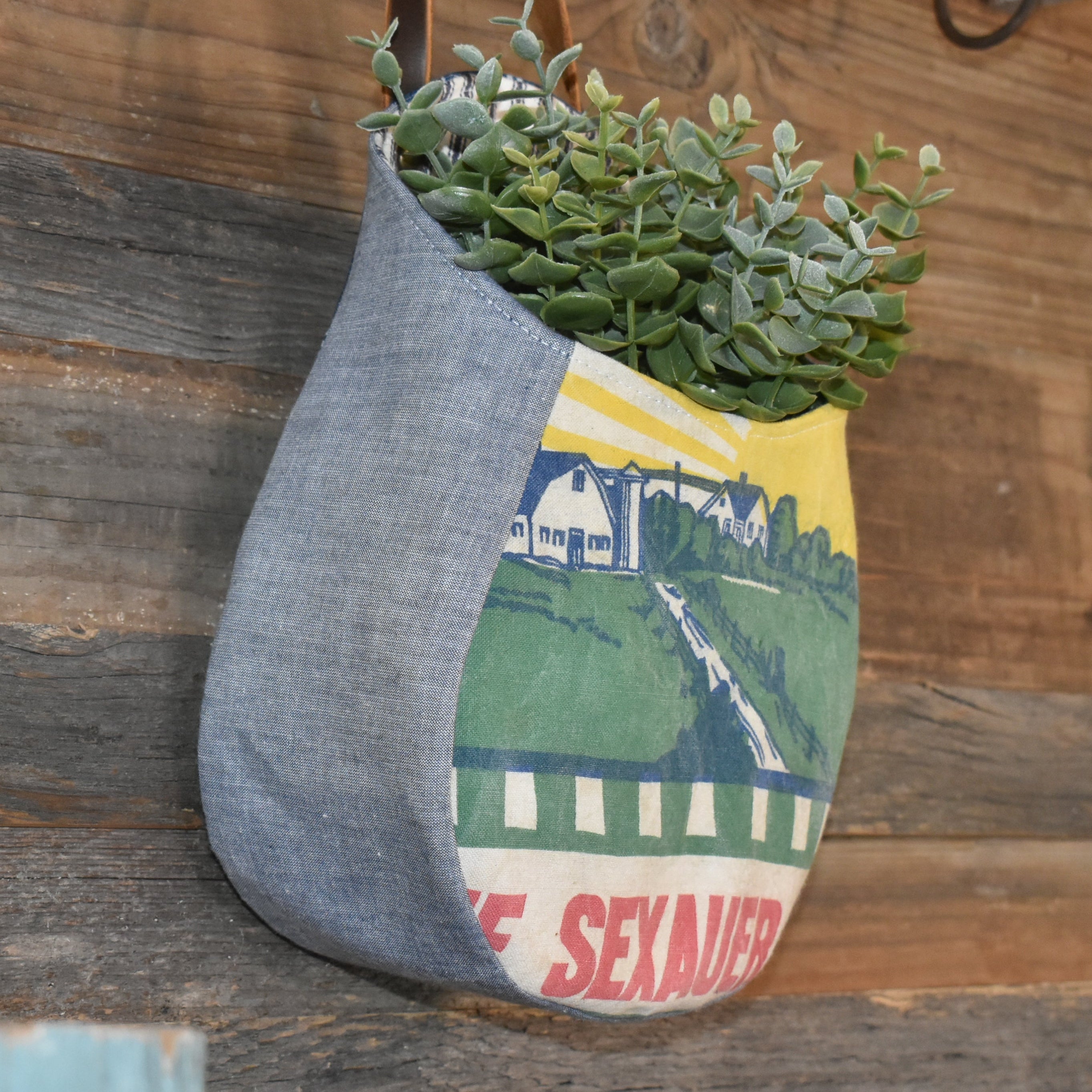 Vintage Sexauer Seed Sack Peg Basket