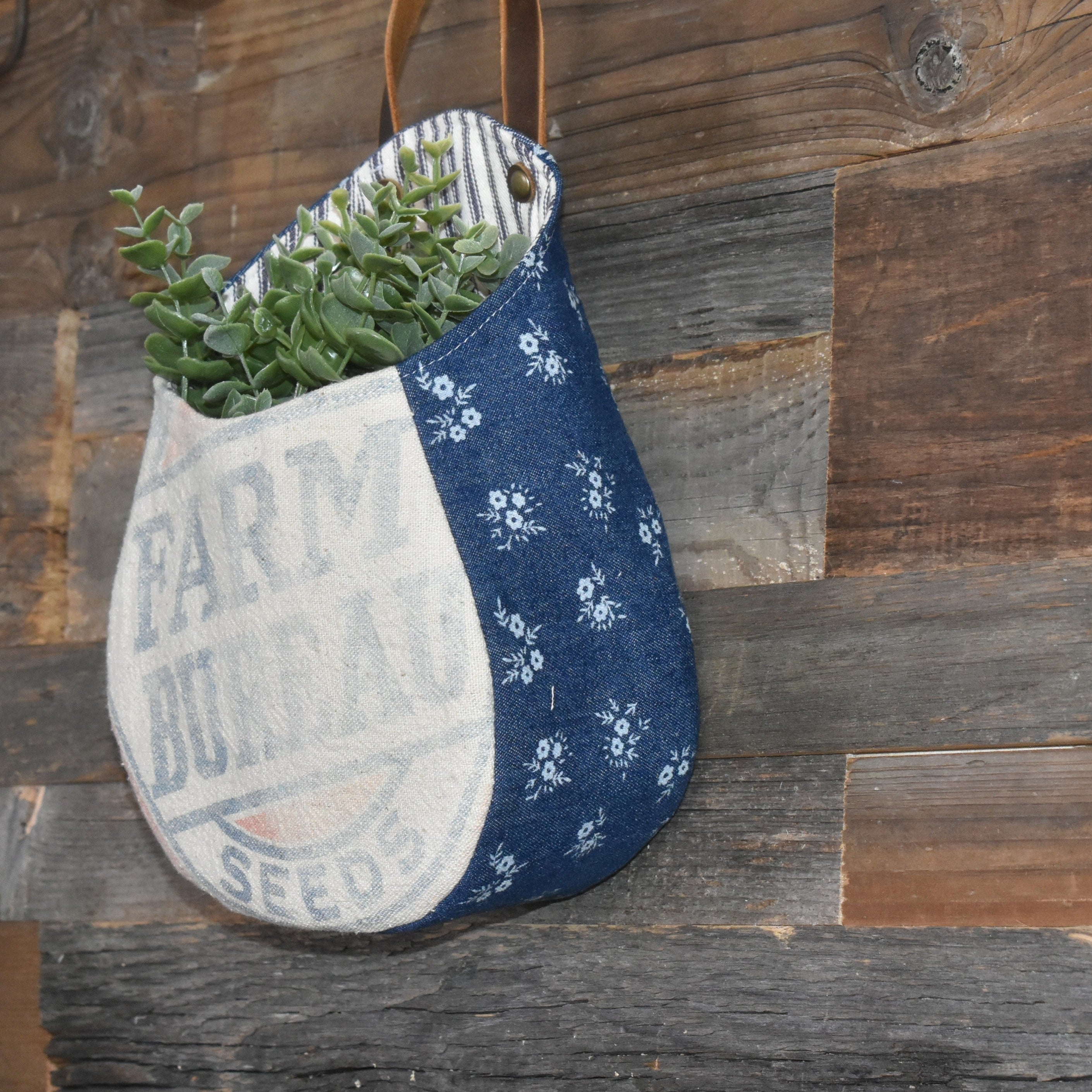 Vintage Farm Bureau Seed Sack Peg Basket