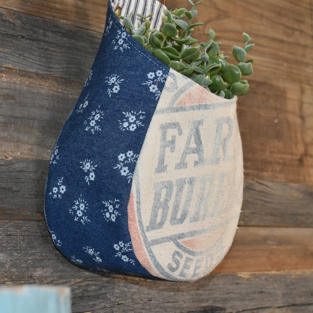 Vintage Farm Bureau Seed Sack Peg Basket