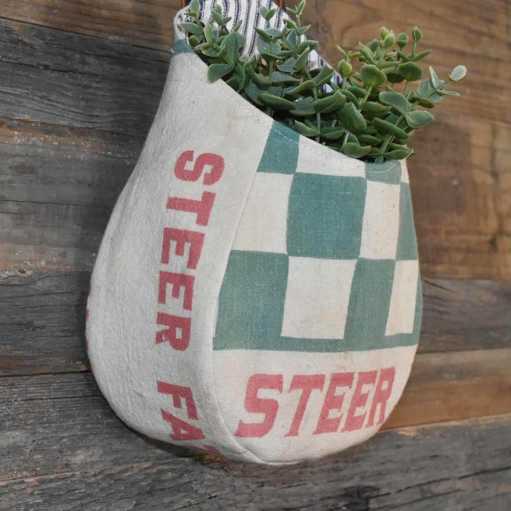 Vintage Purina Steer Feed Sack Peg Basket