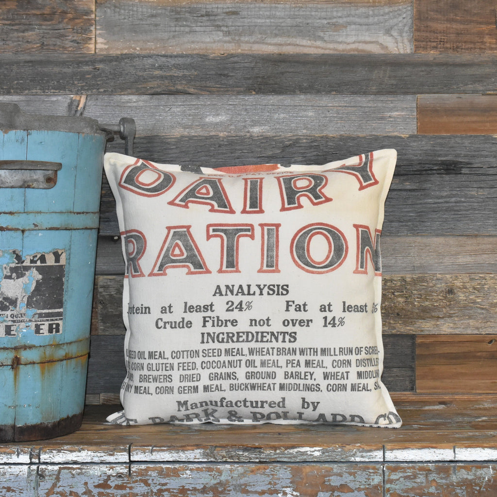 Vintage Park & Pollard Steven's Dairy Feed Sack Pillow
