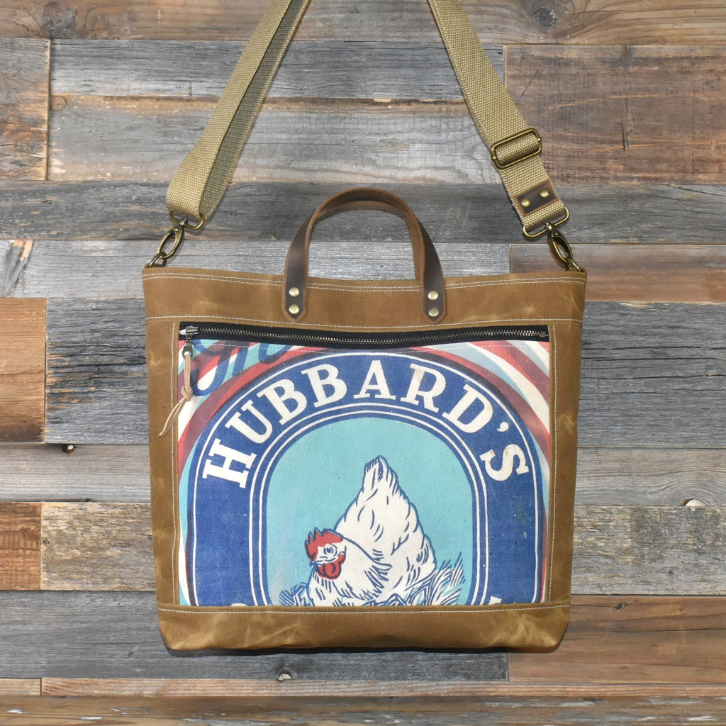 Vintage Hubbard's Sunshine Feed Sack + Waxed Canvas Tote