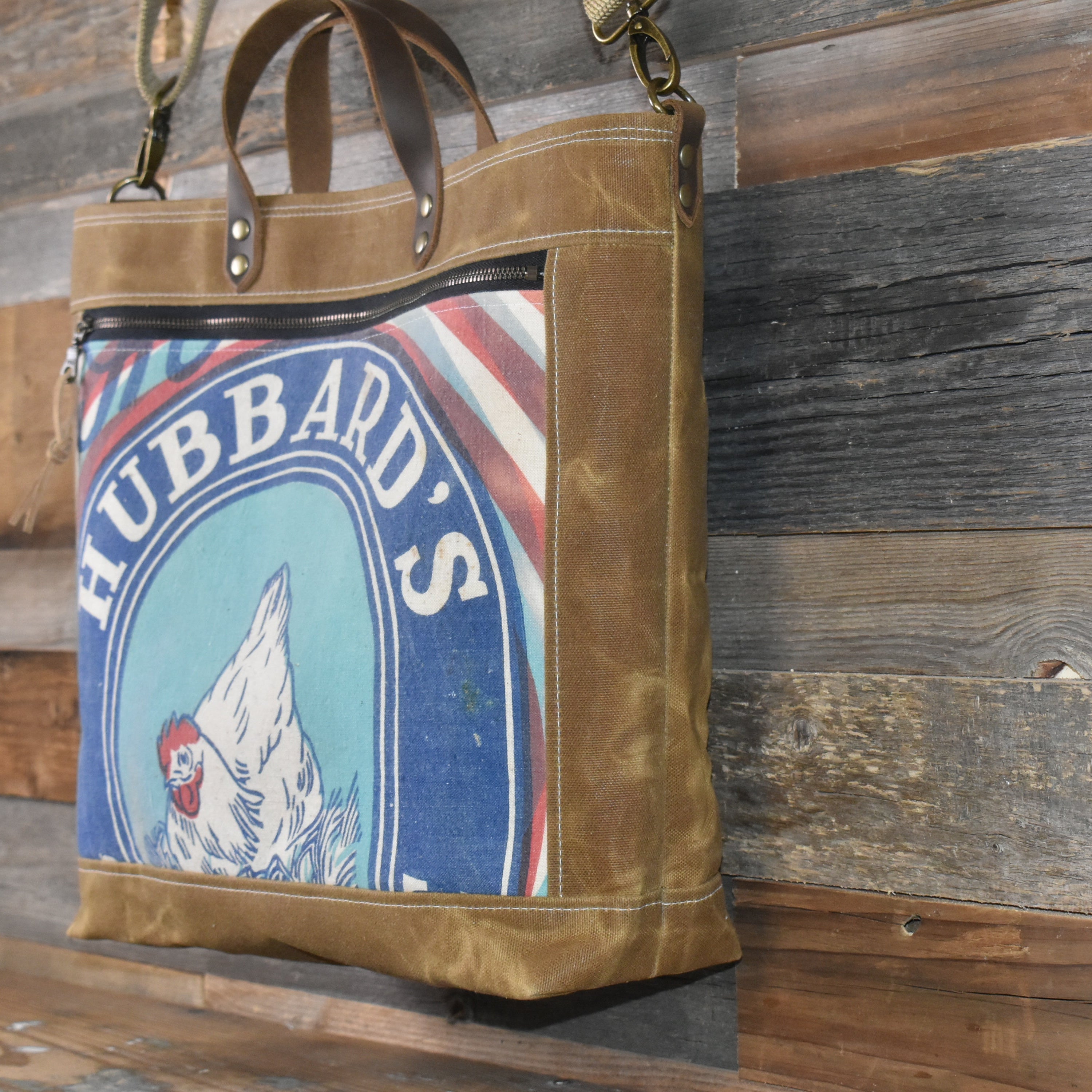 Vintage Hubbard's Sunshine Feed Sack + Waxed Canvas Tote