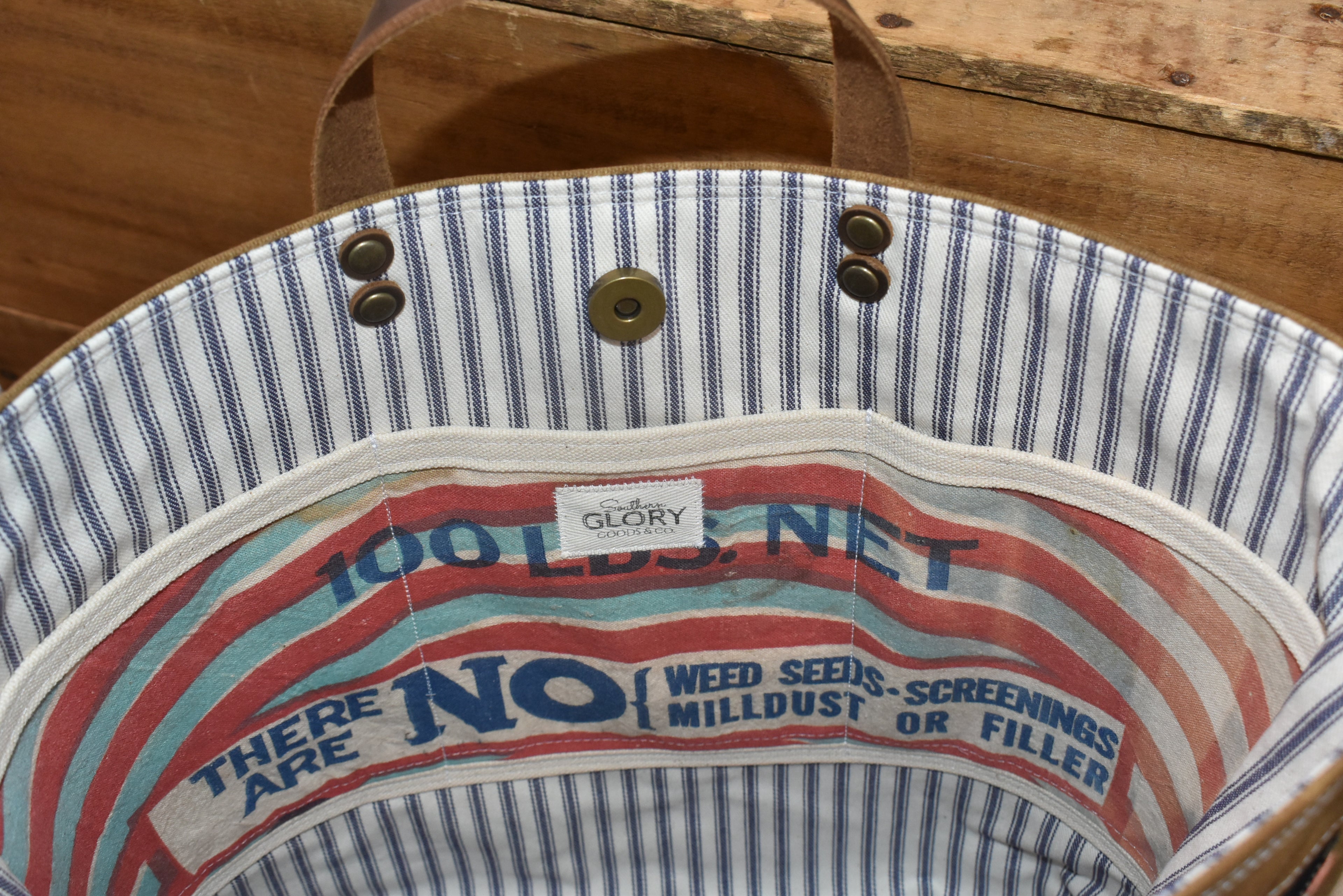 Vintage Hubbard's Sunshine Feed Sack + Waxed Canvas Tote