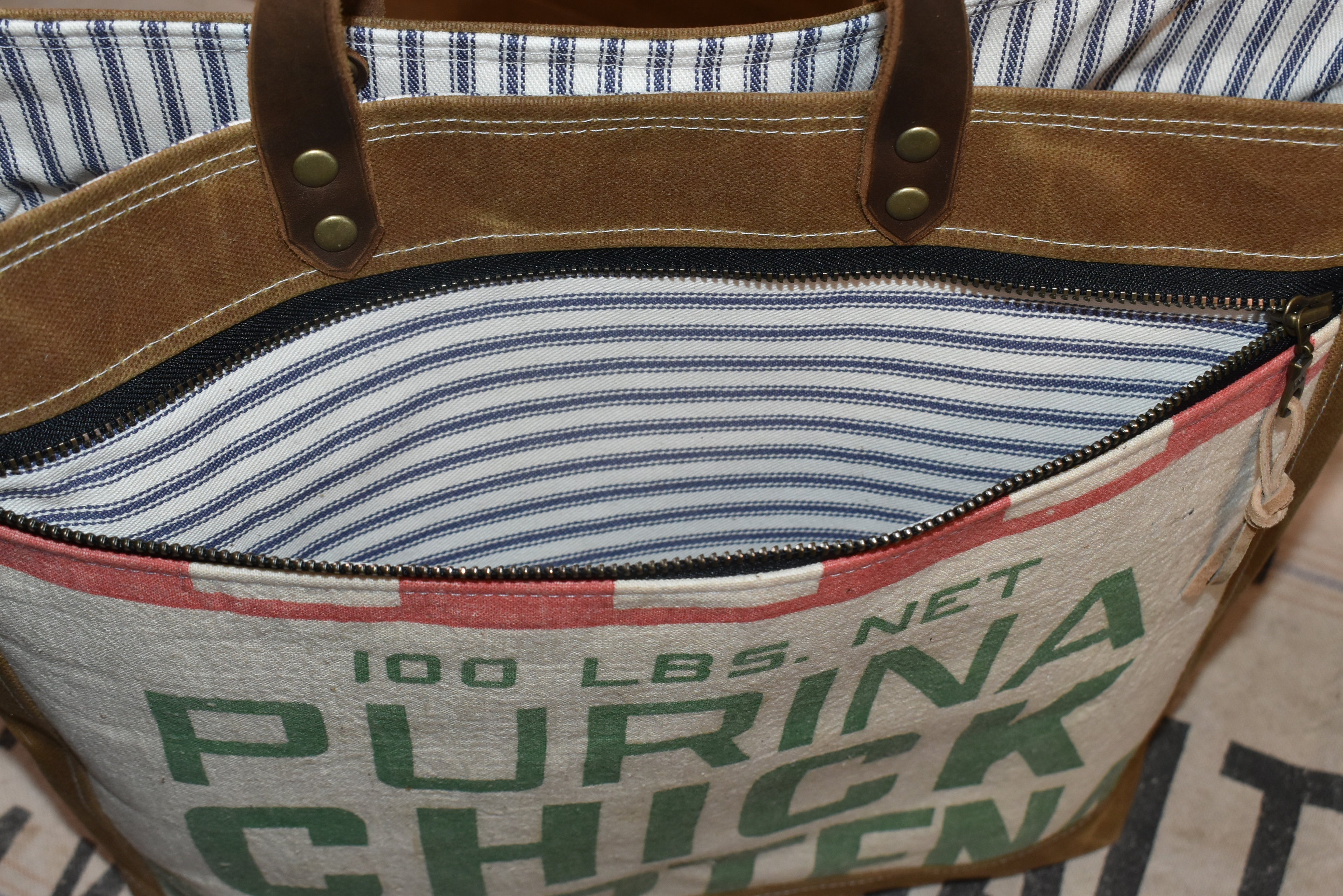 Vintage Purina Chick Feed Sack + Waxed Canvas Tote