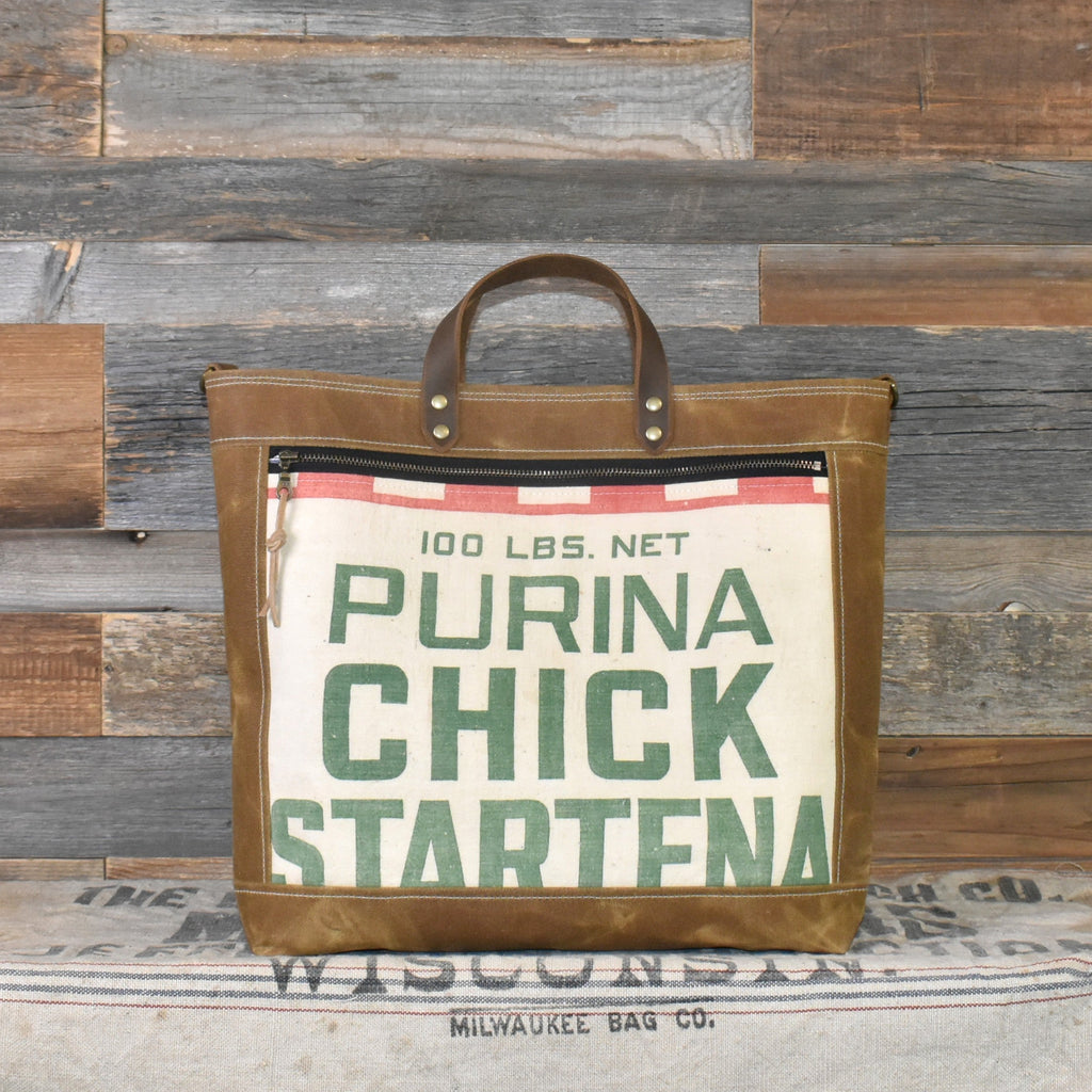 Vintage Purina Chick Feed Sack + Waxed Canvas Tote