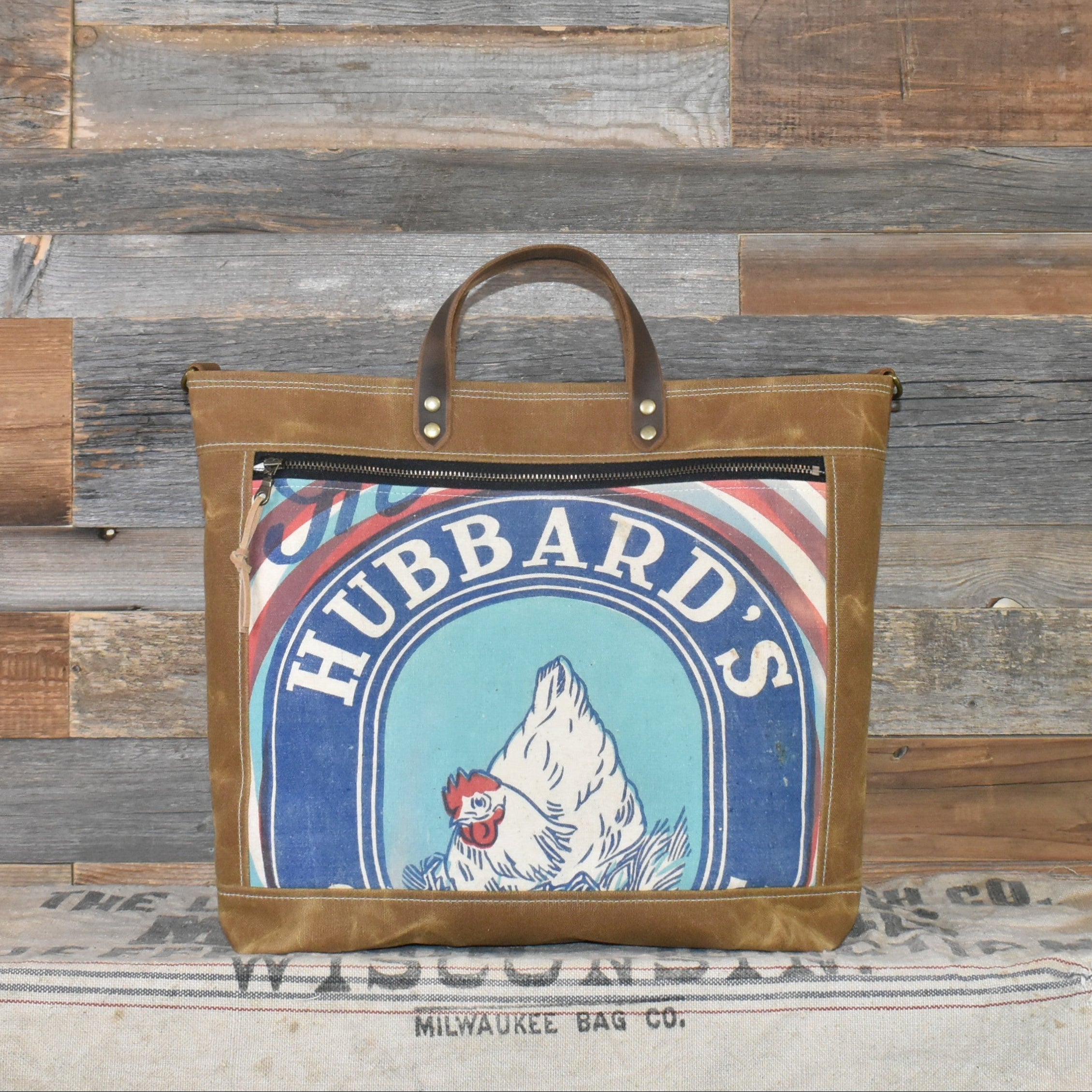 Vintage Hubbard's Sunshine Feed Sack + Waxed Canvas Tote