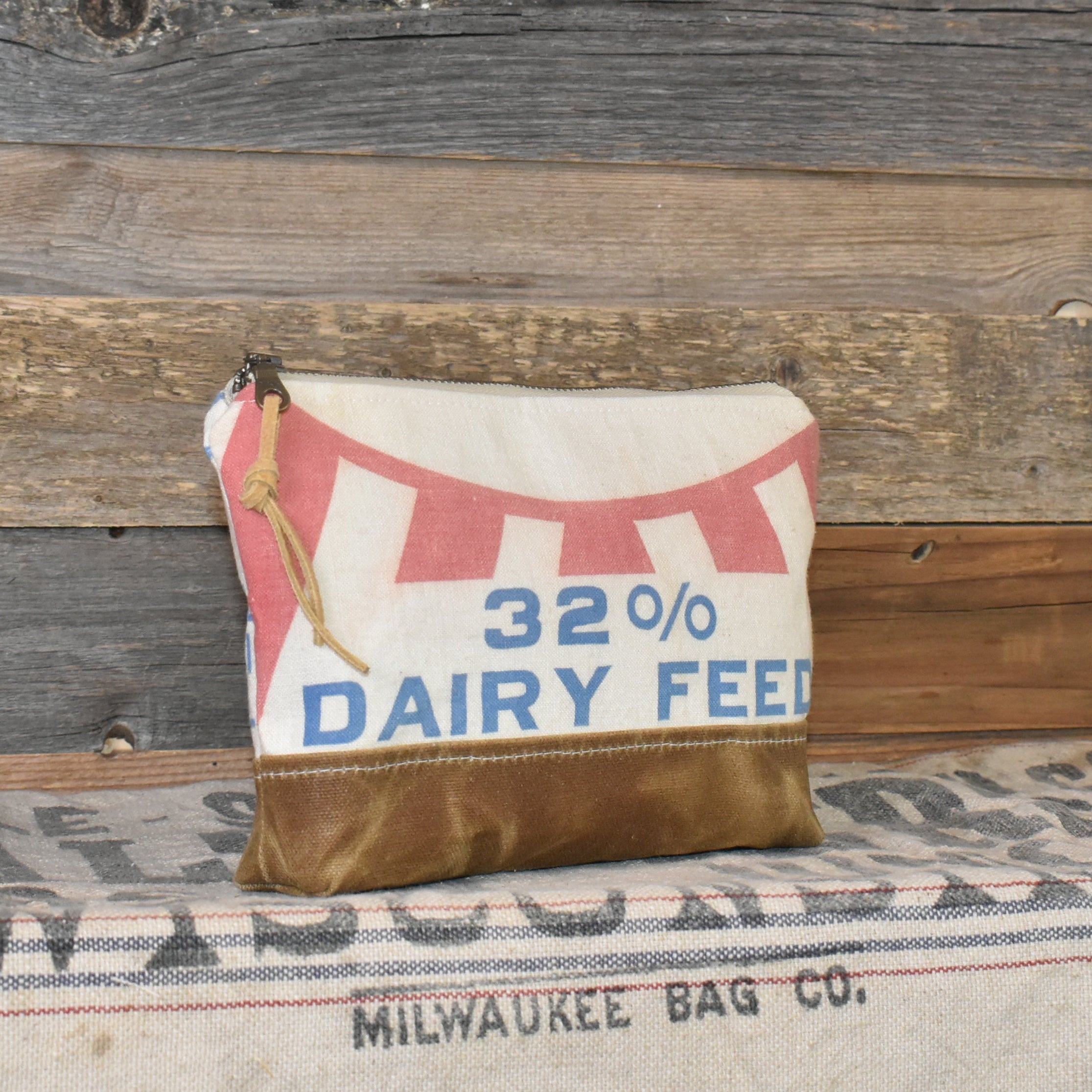 Vintage Wayne Feed Sack Stash Pouch
