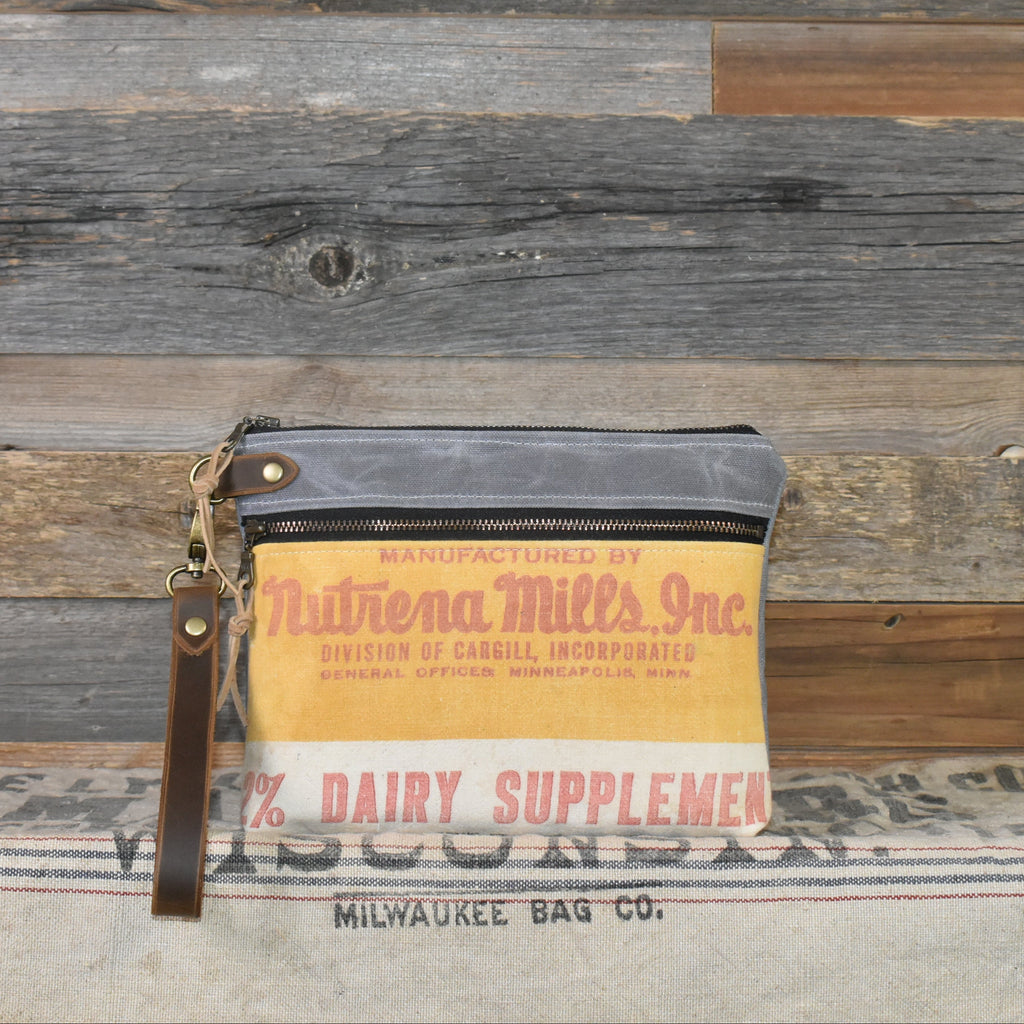 Vintage Nutrena Feed Sack Wristlet Clutch