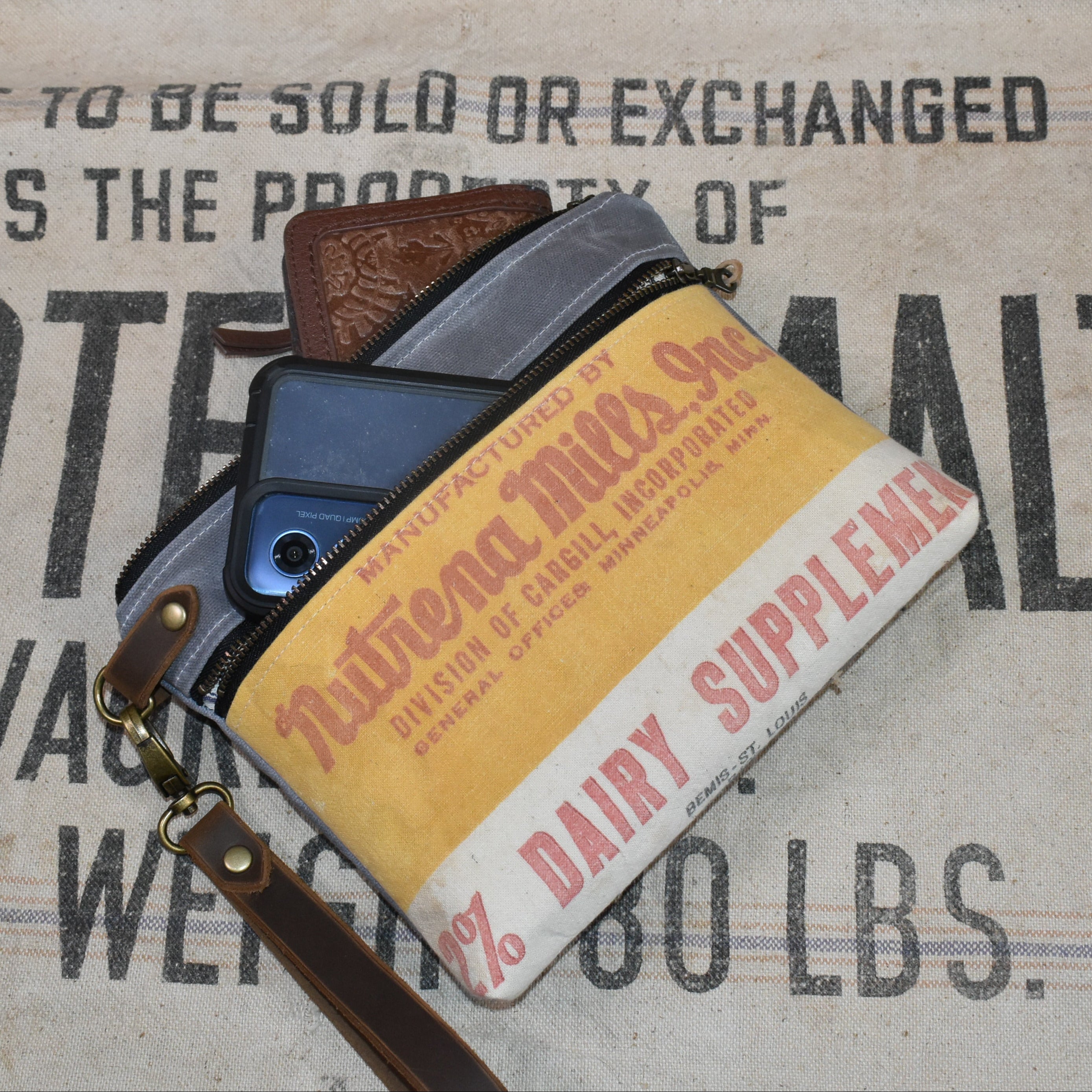 Vintage Nutrena Feed Sack Wristlet Clutch
