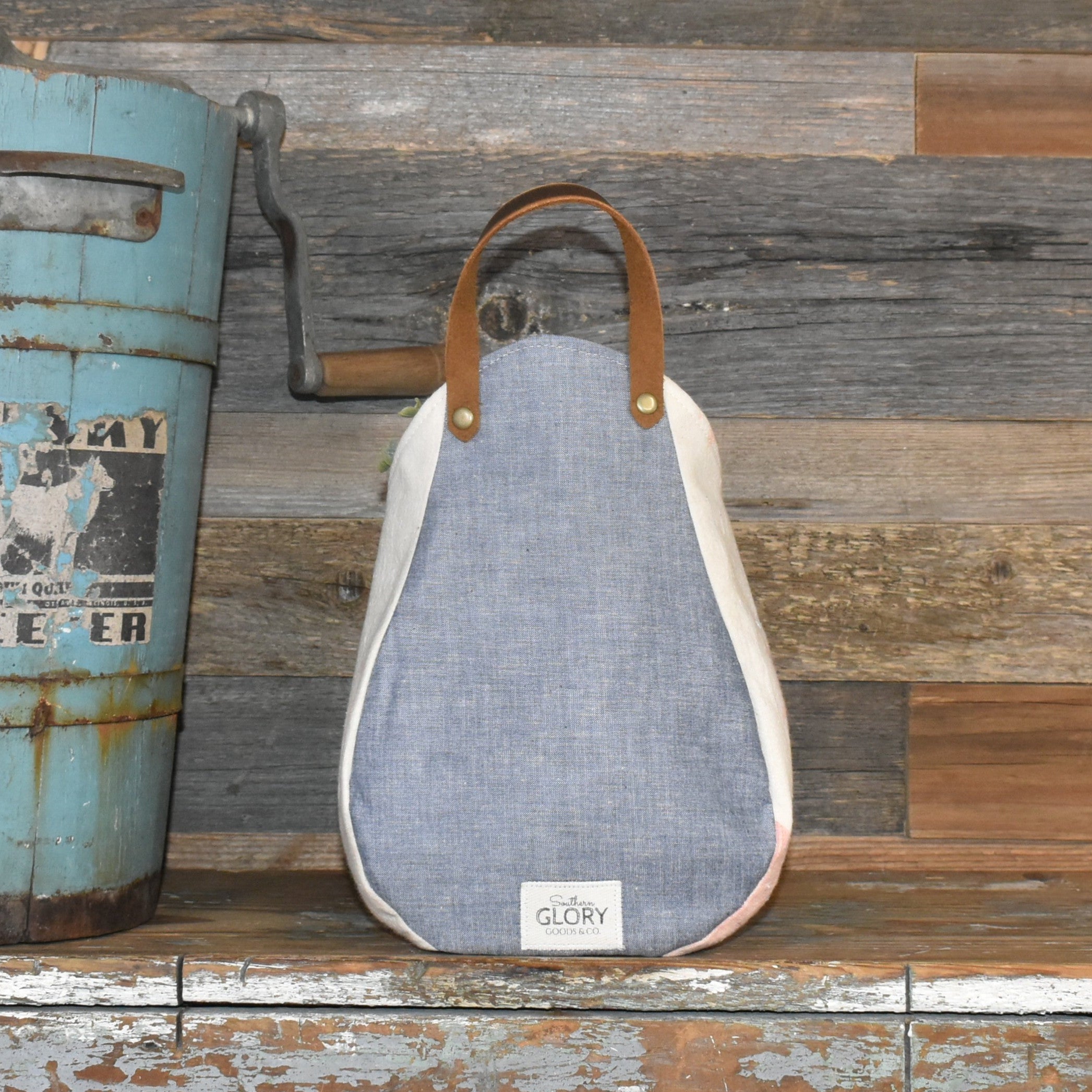 Vintage Pratt's Feed Sack Wall Pocket Basket