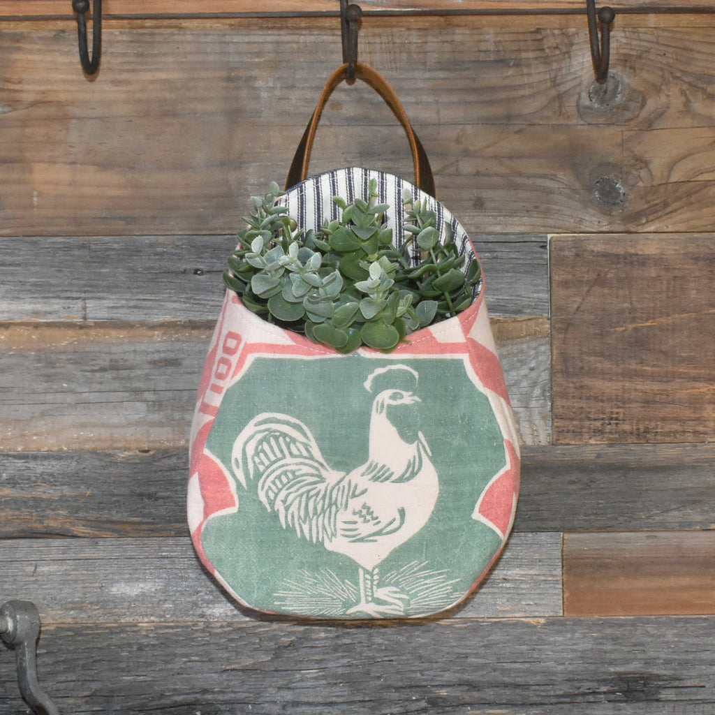 Vintage West-Nesbitt Feed Sack Wall Pocket Basket