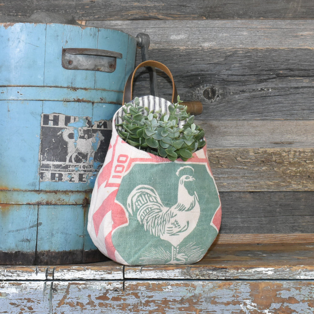Vintage West-Nesbitt Feed Sack Wall Pocket Basket