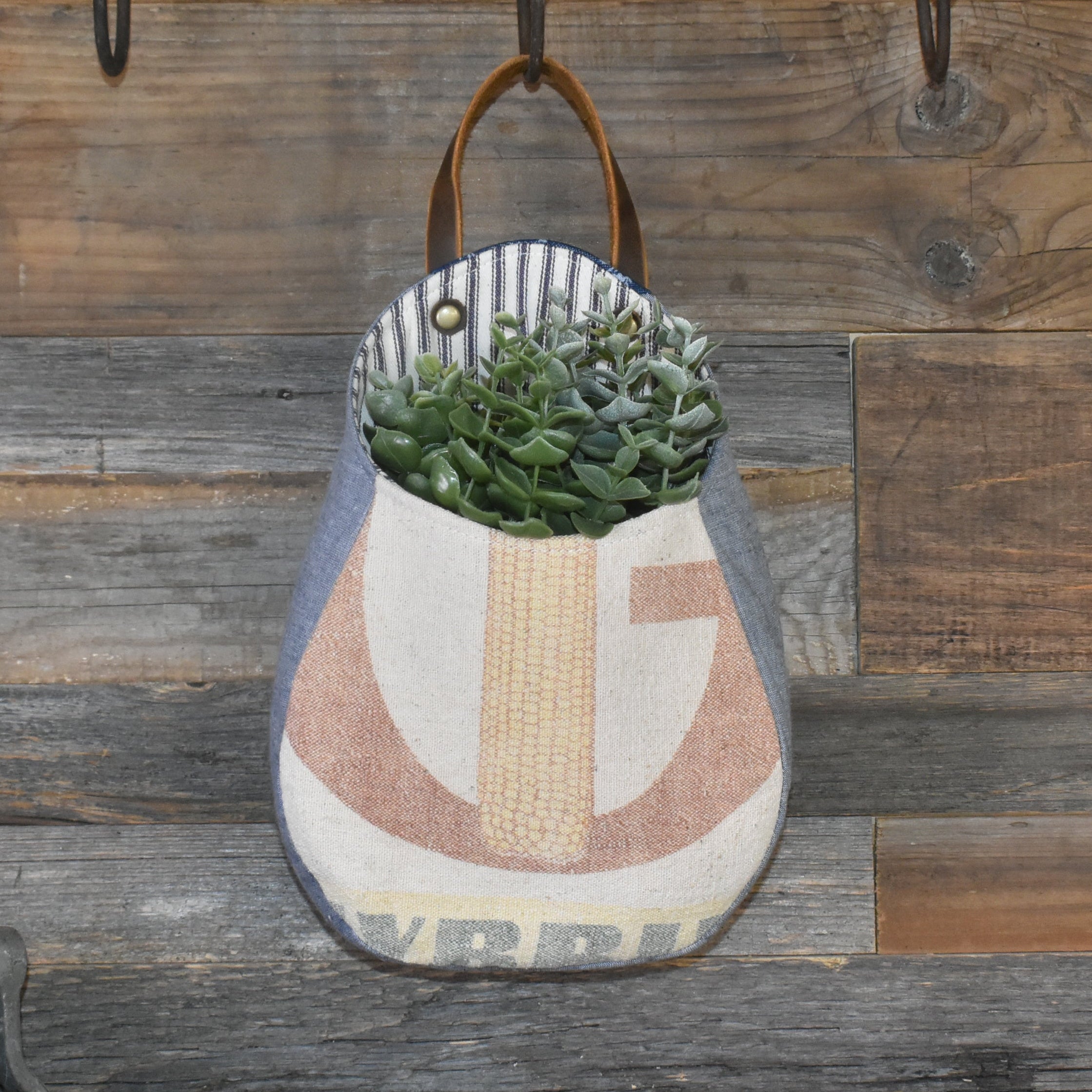 Vintage Funk's G Hybrid Corn Seed Sack Wall Pocket Basket