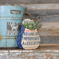 Vintage Indiana Seed Sack Wall Pocket Basket