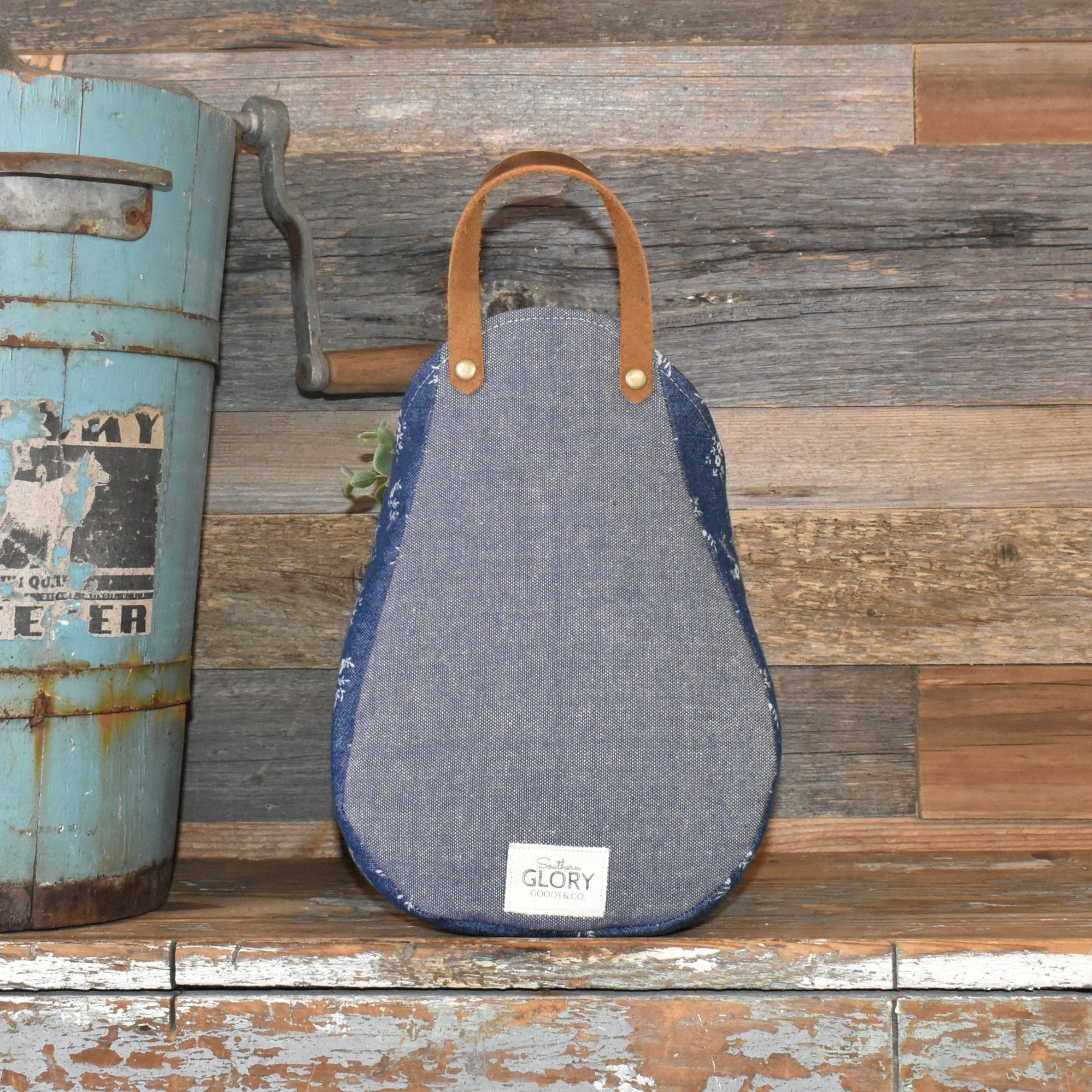 Vintage Indiana Seed Sack Wall Pocket Basket