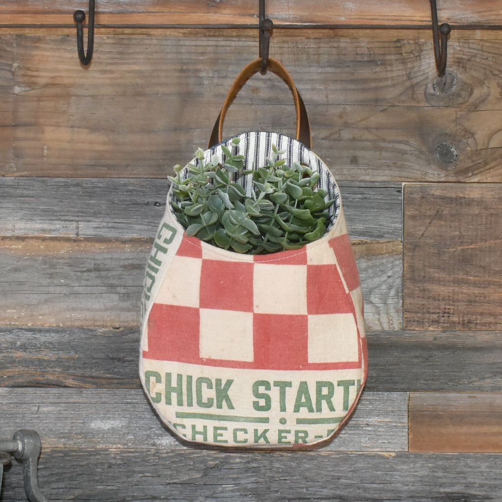Vintage Purina Chick Feed Sack Wall Pocket Basket