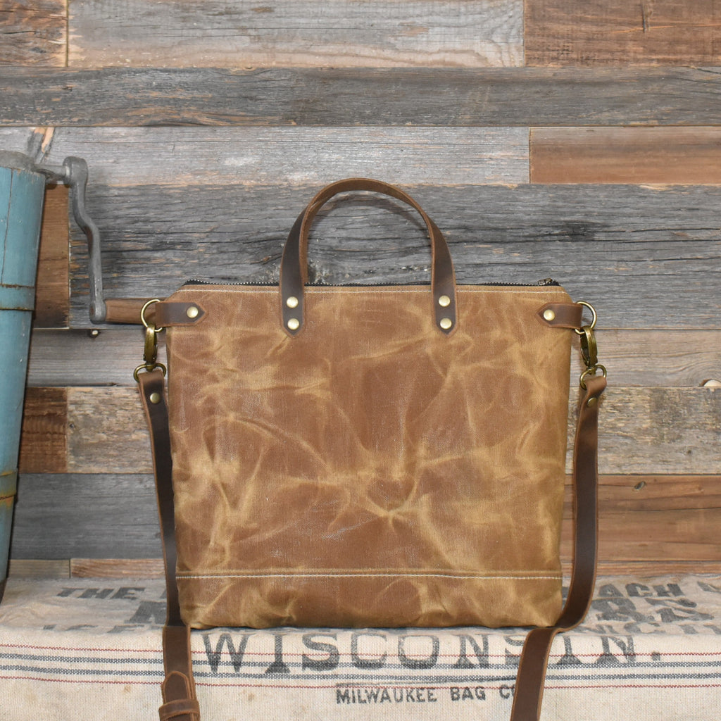 Vintage Farm Bureau Seed Sack + Waxed Canvas Shoulder Bag
