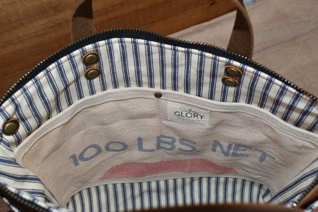 Vintage Farm Bureau Seed Sack + Waxed Canvas Shoulder Bag