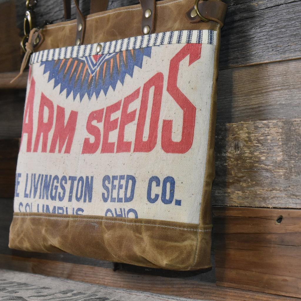 Vintage Livingston's Seed Sack + Waxed Canvas Shoulder Bag